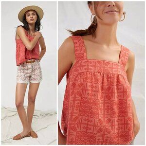 NWT Anthropologie Sylvia Embroidered Button-Back Tank Top Blouse, S